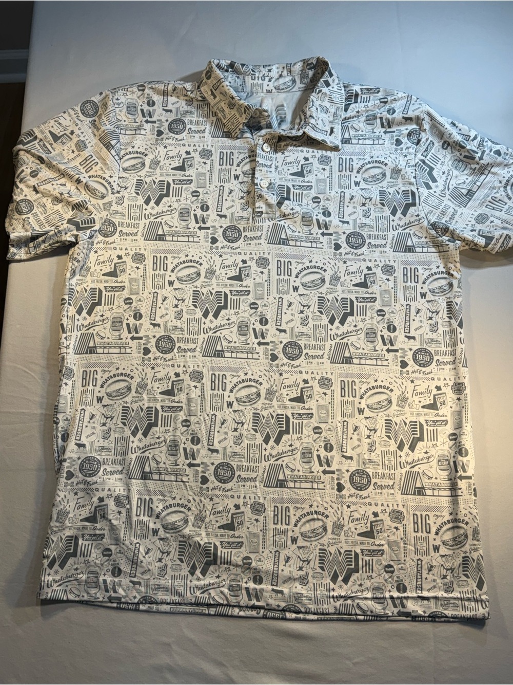 Whataburger Casual Graphic Short Sleeve Polo Shirt - White/Grey